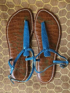 Sam Edelman Turquoise Blue Snakeskin Sandals